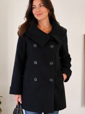 Michael Kors Collection Black Virgin Wool Coat Made in Italy 🇮🇹 size 6